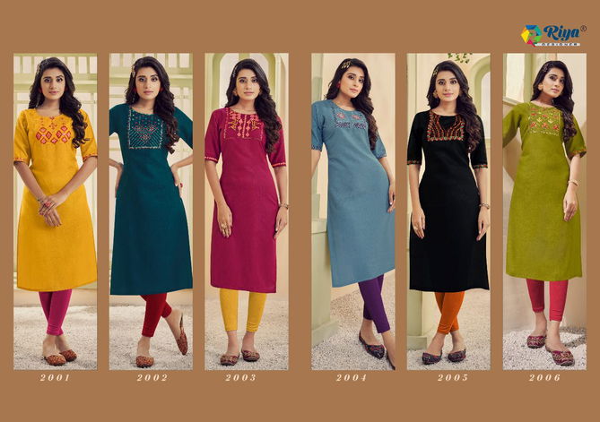 Riya Aarohi 2 New Designer Ethnic Wear Cotton Embroidery Kurti Collection